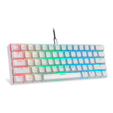 Teclado Gamer Mecânico Abnt2 Led Rgb Switch Blue Ck61 Branco