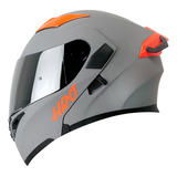 Casco Hro 3400 Evo Solid Gris/ Naranja Abatible De Moto Dot