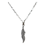 Cadena Collar Pluma Hombre Plata 925 + Caja Regalo