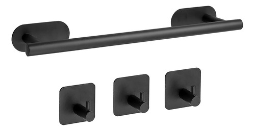 Juego De Accesorios Para Baño Autoadhesivos 4 Piezas - Negro