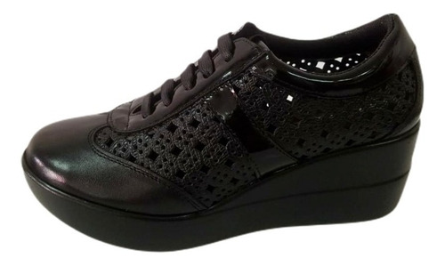 Zapato Tipo Tenis Para Dama Manet 282-01 Cómodo Piel Negro