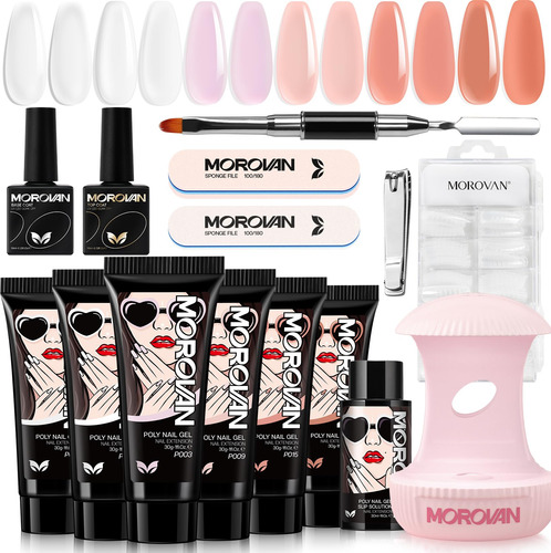 Morovan Kit De Iniciacion De Unas De Poligel: Kit De Gel De