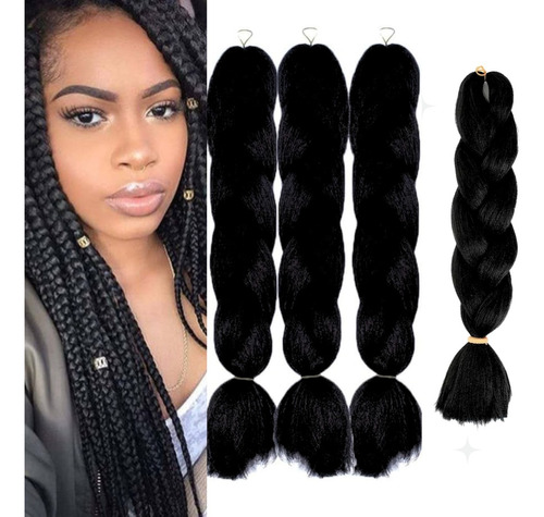 Extensiones Pelo Kanekalon Negro Termico Trenzas Africanas 1