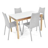 Set De Comedor Teba 4p Con Sillas Palermo Color Plata