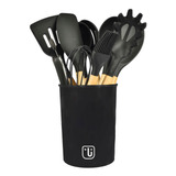 Set 12 Utensilios Cocina Silicona Negro Simplit