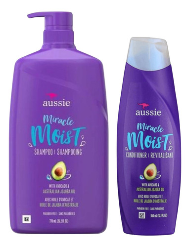 Kit Aussie Moist Abacate 778ml-360ml Shampoo E Condicionador