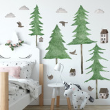 Pegatinas Vinilo Pared Autoadhesiva Infantil Bosque Pinos