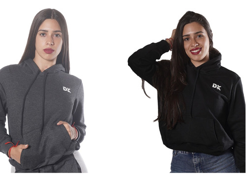 Pack X2 Buzo Canguro Capucha Hoddie Mujer Frisado Invierno 