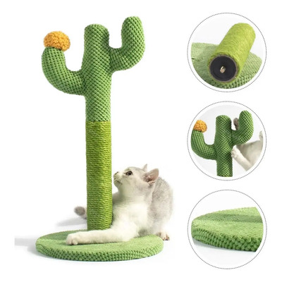 Rascador Poste Para Gatos Cactus 54cm Para Jugar Y Estirar Verde