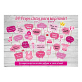 Props Imprimibles Baby Shower, Photo Booth Carteles Nena
