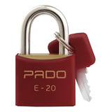 Cadeado Pado 20 Mm Latao C/capa Vermelho