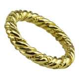 Anillo De Mujer Oro 18k Laminado Torzado Alianza Grueso 