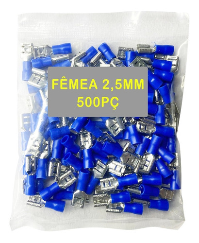 Terminal Pré-isolado Fêmea Azul 1,5-2,5mm - 500 Peças