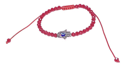 Pulsera Roja Protección Con Mano De Fátima Y Ojo Turco