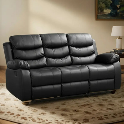 Sillón Reposet Reclinable 3 Cuerpos Tapizado Simil Cuero Neg | MercadoLibre