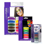 Kit Tinta De Rosto Color Make 10 Cores  +5 Neon +6 Glitter