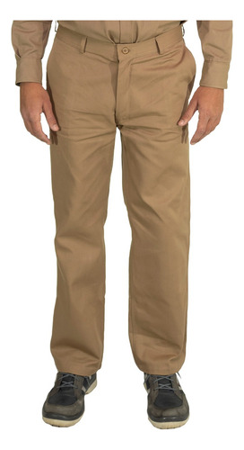 Pantalón De Trabajo Beige Triple Costura Gabardina