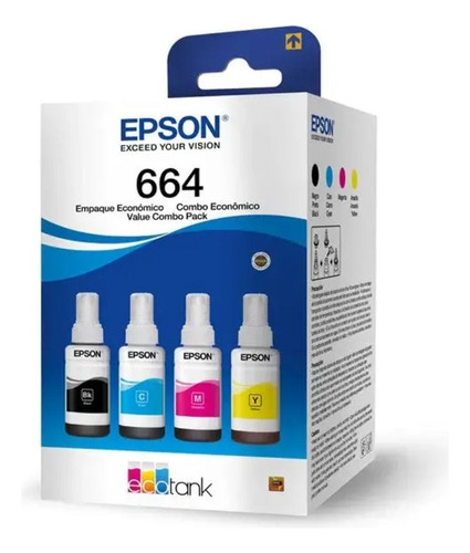 Kit Tintas Epson 664 P/ L355 L365 L375 L395 L495 Originais