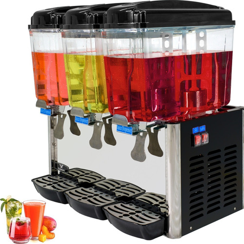 Dispensador Agua Fresca Jugo 54 Litros Enfriador 3 Tanques Color Negro