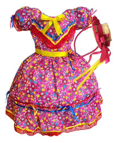 Vestido De Festa Junina Caipira Infantil Luxo Lindos