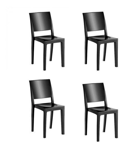 Conjunto 4 Cadeiras Cristal Uz Kappesberg Preto Cj