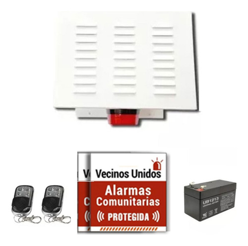 Alarma Comunitaria 20w 2 Controles 2 Cartel Bateria