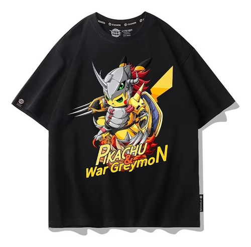 Camiseta De Manga Corta De Algodón Puro Pikachu War Greymon