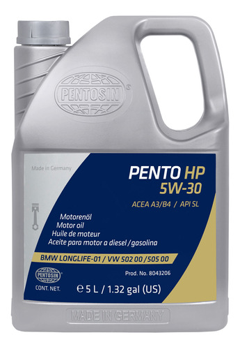 Aceite 100% Sintético Pentosin Pento Hp 5w-30 Audi Sq5 2014/