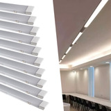 Kit 10 Luminária Linear Led Slim Branco Frio 120cm 80w