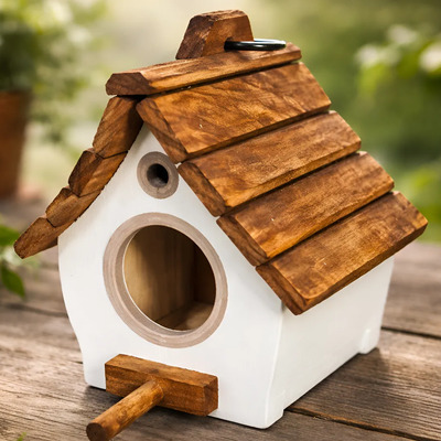 Casita Para Pájaro De Madera, Nido Y Comedero Para Exterior | Meses sin interés