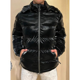 Campera Puffer Metalizada De Hombre C/ Piel