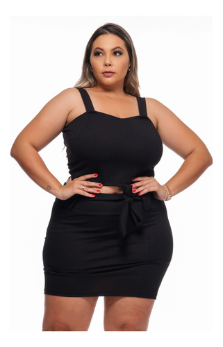  Conjunto Saia E Cropped Plus Size Com Elastano