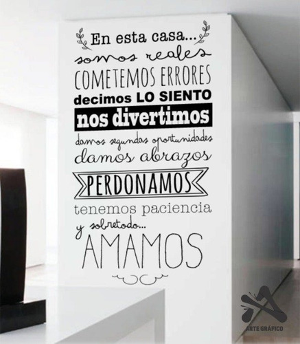 Vinilo Frases Pared Reglas De La Casa