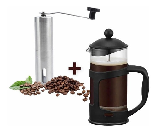 Combo Molino Manual Cafe + Cafetera Prensa Francesa 600ml