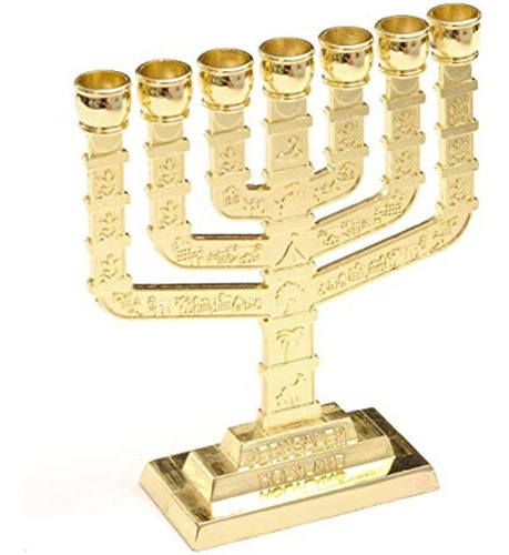 Anandashop Gold Jerusalem Candelabro Soporte Decorativo Juda