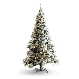 Árbol Navidad Artificial Flocado Iluminado Led Blancas 7.5ft