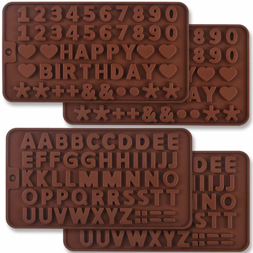 Moldes De Silicona Chocolate Letras Y Números  Ã4 Paqu...