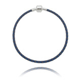 Pulseira De Couro Azul Marinho