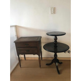 Mesa De Luz + Mesa Auxiliar Antigua Lote Antiguo