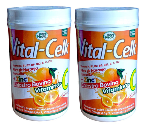 2 Tarros Vitamina C Vital-celk X 1.200gr - g a $31