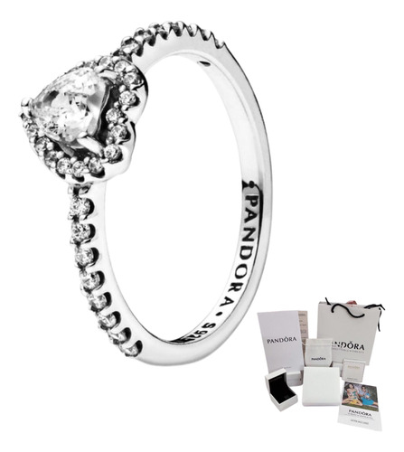 Anillo Promesa Pandora Corazón Elevado 925 + Kit De Regalo