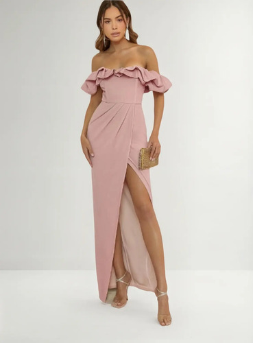 Vestido Palo Rosa Largo Fiesta Elegante Boda Dama Playa Moda | Meses sin interés