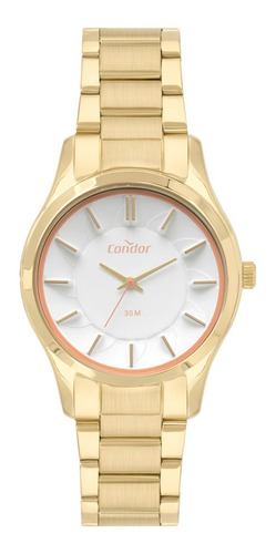 Relógio Condor Feminino Dourado Fundo Branco