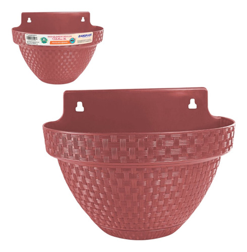 Vaso De Parede Meia Lua Rattan 3 Litros Terracota