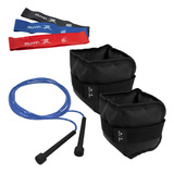 Kit Caneleira 1,0kg + Corda De Pular + Mini Band 3 Tensões Cor Azul