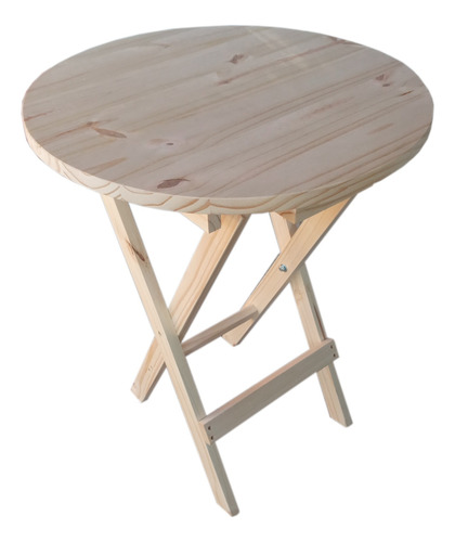 Mesa Redonda Plegable De Madera Cruda  60 Diametro