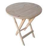 Mesa Redonda Plegable De Madera Cruda  60 Diametro