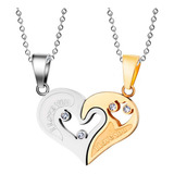 Collar Magnético Para Parejas/amigos Corazón Div Croma Gold