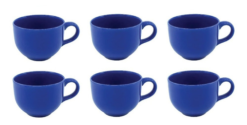 Taza Cerámica Jumbo Grande 740 Ml Azúl Juego 6 Pzs