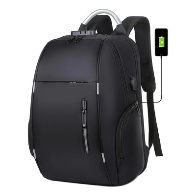 Mochila Antirrobo Con Candado White Label Impermeable Y Puerto Usb Unisex Para Estudiantes Viajeros Y Ejecutivos Backpack Para Laptop Viajes Gym Color Negro | Envío gratis